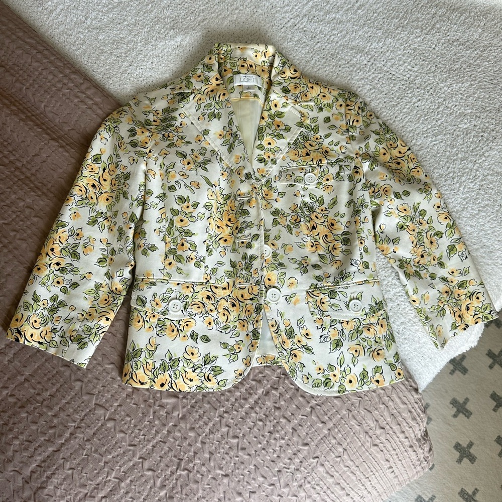 J. Crew Yellow and Green Floral Blazer
